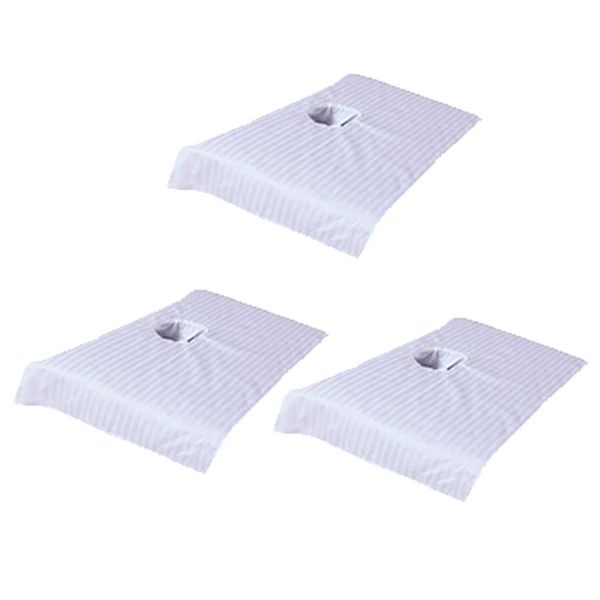 zalati Linens 3pcs Head Cover Sheet with Face Hole Reusable Washable for Massage Couch Spa Bed Table