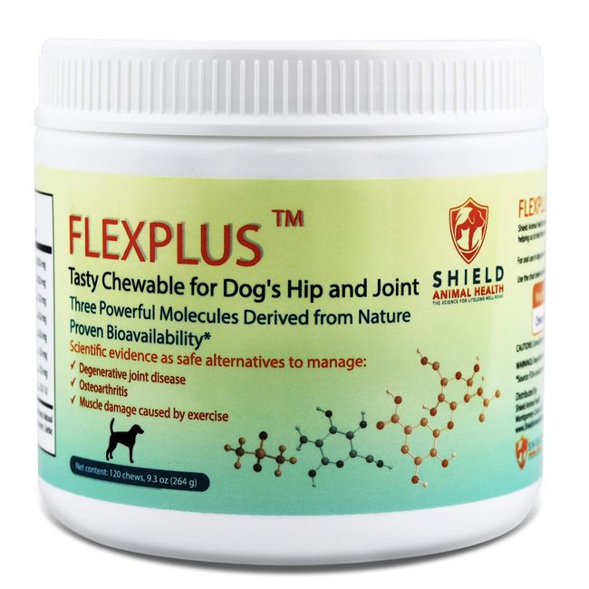 FLEXPLUS for Dog's Hip & Joint. Relieve Pain and Inflammation from Arthritis, Joint Disease, and Muscle Damage. Pharmaceutical Grade.Clinically Proven Absorption.120 Chews. Chicken Flavor. Made in USA