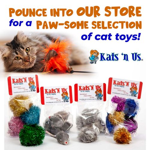Kats'N Us Cat Wand Refill - Real Rabbit Fur Mouse- Natural Gray