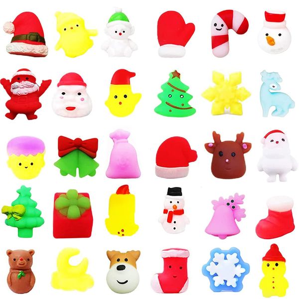 Christmas Mochi Squishy Toys Xmas Party Bag Fillers for Kids,Girls,Boys,30 Pack Moochies Squeeze Soft Fidget Toy,Christmas Mini Kawaii Moji Toys for Xmas Party Favors Treat Bags Stocking Filler Gifts