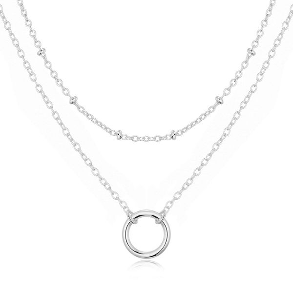 Philip Jones Silver Plated Double Layered Circle Necklace