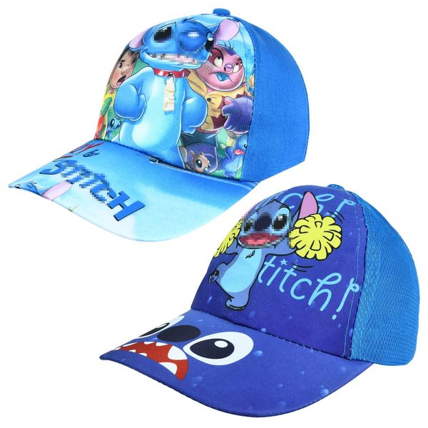 Cartoon Baseball Cap, 2 PCS Kinder Baseball Cap,Baseballmütze für Kinder Cartoon,Baseball Kappe Sommer Kinder Verstellbar Kinder Snapback Cap (DE/NL/SE/PL, Alphanumerisch, M, Blau A)