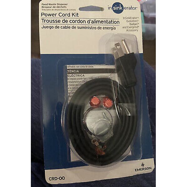 INSINKERATOR EMERSON GARBAGE DISPOSAL POWER CORD KIT CRD-00 BLACK D3-2