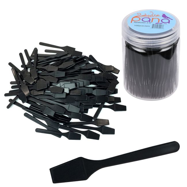 Pana 2.5" Black Small Mini Plastic Makeup Cosmetic Facial Mask Spatula Scoop