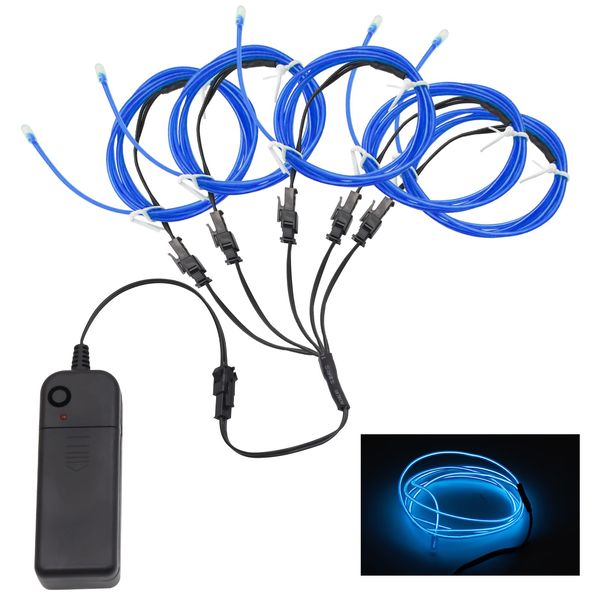 YnGia EL Wire, Neon Wire, Electroluminescence, EL Tube, Light, Blue, 2M, 3V, Power Supply Unit Included, Car Side Mall, Signage Making, Party Decoration, Neon Sign Modification, Cosplay, Outfit DIY