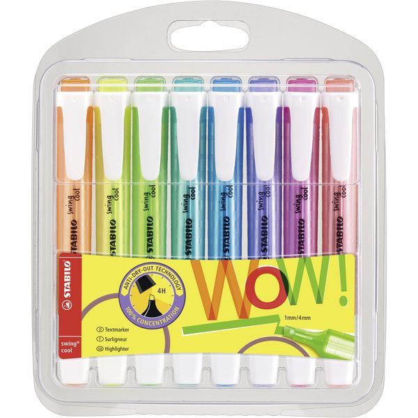 Highlighter - STABILO swing cool - Pack of 8 - Assorted Colours