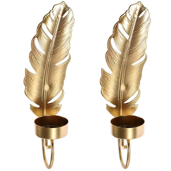 Alipis 2pcs Iron Wall Hanging Sconce Candle Sconces Wall Decor Decorative Wall Candle Stands Golden