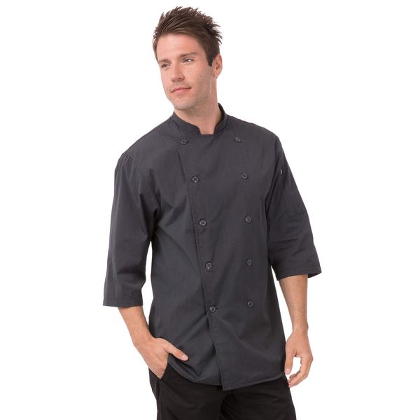 Chef Works Men's Brighton Chef Coat, Dark Grey, Small