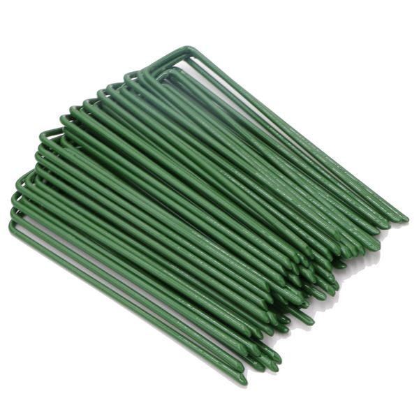 Garden Pegs Steel Stakes Securing Lawn Staples U Shaped Ground Peg Nail Pins for Weed Control Membrane Weed Landscape Fabric Artificial Grass Matting Netting Fleece 6'' 40 Pack