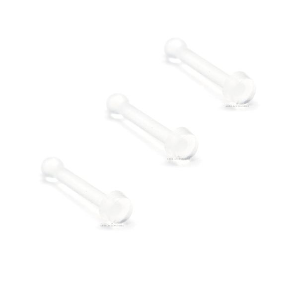 3pcs Invisible Flat Disk Nose Stud Bone Clear Acrylic Flexible Retainer Body Piercing 18G
