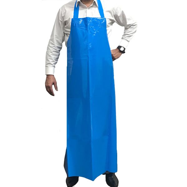 KLEEN HANDLER Waterproof TPU Bib Apron with Adjustable Neck, Blue, 7.8 Mil