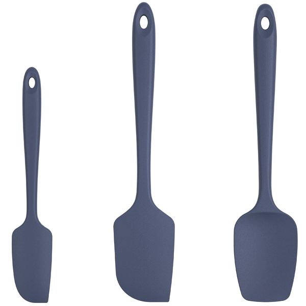 U-Taste Silicone Spatula Set of 3: 315 ℃ High Heat-Resistant Rubber Bowl Scraper, Seamless Food Grade Flexible Kitchen Utensils for Cooking Baking Mixing & for Nonstick Cookware (Midnight Blue)