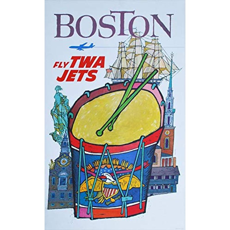 Import Posters TRANS WORLD AIRLINES TWA – Boston – Vintage airline Wall ...