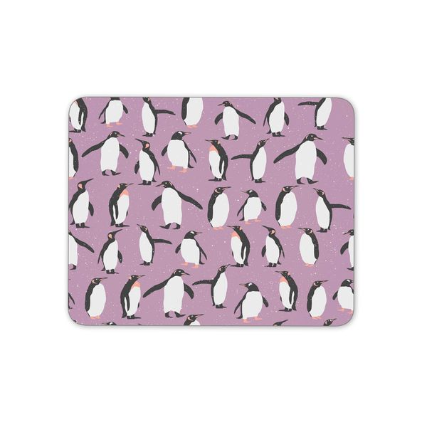 Purple Penguins Winter Scene Print Pattern PC Computer Rectangle Mouse Mat Pad