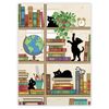Bug Art Bookcase Kitties: Black Cats on Shelves Blank Note Card