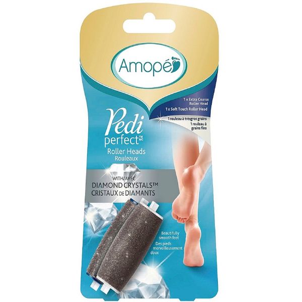 Amope Pedi Perfect Foot File Roller Heads Diamond Crystals Refills 2 ea (Pack of 3)