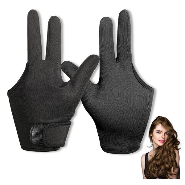 YAFIYGI 2 Packs Heat Resistant Gloves for Hair Styling Heat Gloves for Hair Styling Heat Resistant Gloves for Curling Hair Curling Wand Glove Neoprene 3 Finger Barber Glove