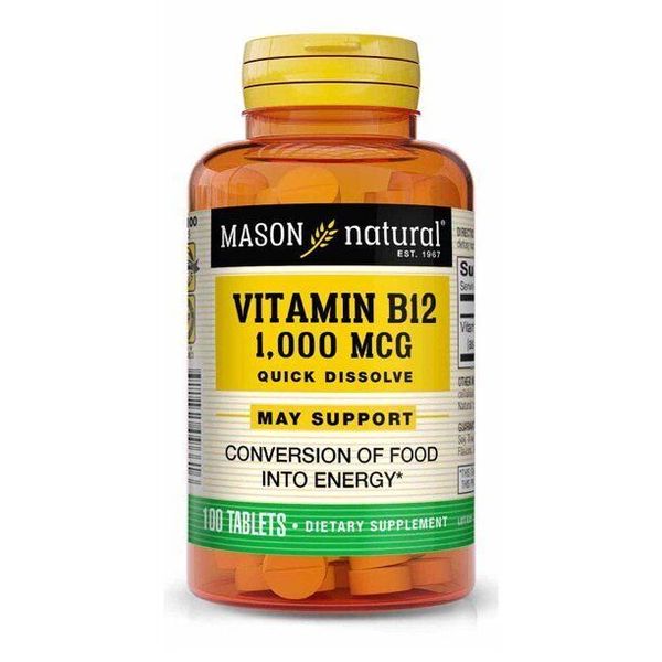 Mason Natural Vitamin B 12 1000mcg Dietary Supplement Nerve Cell Function 100ct