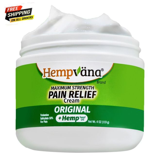 Hempvana Original Pain Cream, Maximum Strength Relief Cream, GMP-Certified
