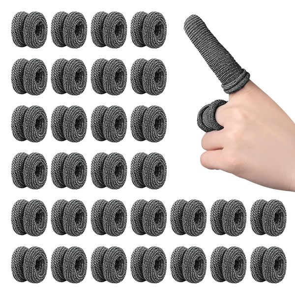 FINEASY 30 Pcs Finger Bandages, Finger Protectors Finger Stall Finger Bandages Tubular Finger Cots Thumb Bandage for Handling Gardening Work Kitchen Sports and Fitness Finger Protection (Black)