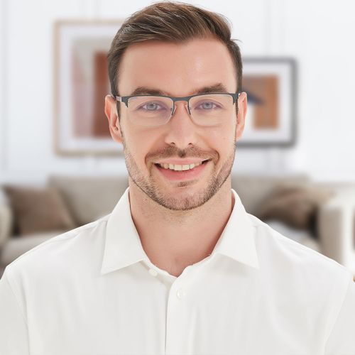 EYECEDAR 5-Pack Reading Glasses for Men Women Blue Light Blocking Metal Gunmetal Half Frame Spring Hinge Anti Eyestrain Anti Glare Eyeglasses Computer Readers 2.00