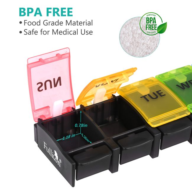 Portable Weekly 7-Day Pill Organizer, Travel Medicine Box for  Pills/Vitamin/Supplements/Medicine