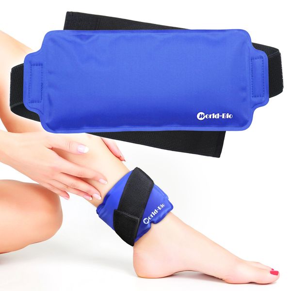 Reusable Ice Pack for Injuries Gel Cold Pack for Ankle, Foot, Wrist, Elbow, Head, Flexible Hot Cold Compress Ice Pack Wrap for Plantar Fasciitis, Achilles Tendonitis, Headaches, Swelling, Sprains