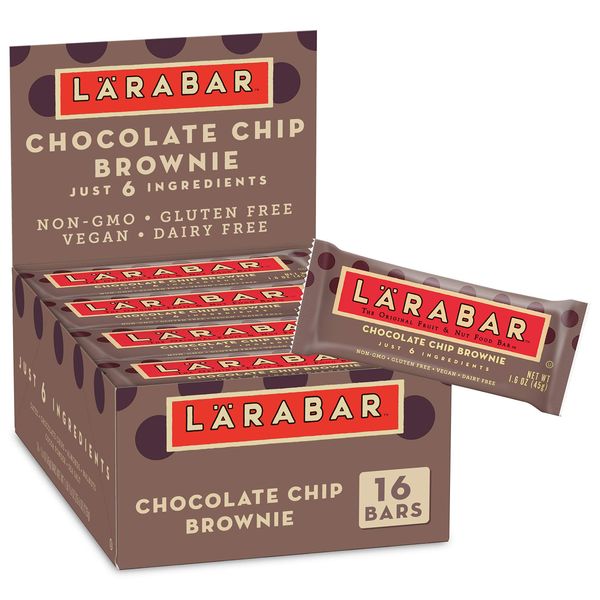 LÄRABAR Chocolate Chip Brownie, Gluten Free Vegan Fruit & Nut Bar, 16 Ct