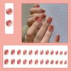 24pcs Amber Nail Tips Stain Gold Thread Fake Nails for Wedding, Party, Holiday, Dating, Prom, Daily Life