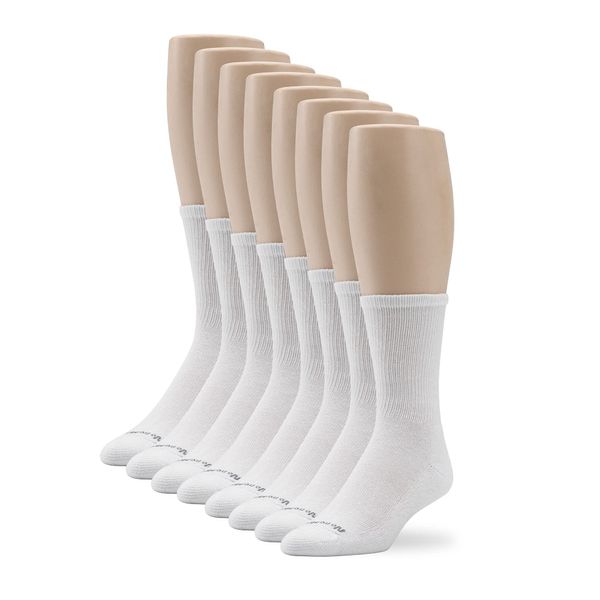 No nonsense Women's Cushion Crew Socks, 8 Pair Pack, White