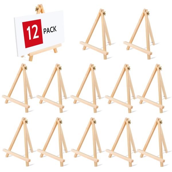 12PCS Wood Easels, 9 Inches Tabletop Easels, Art Craft Painting Easel Stand for Artist Adults Students