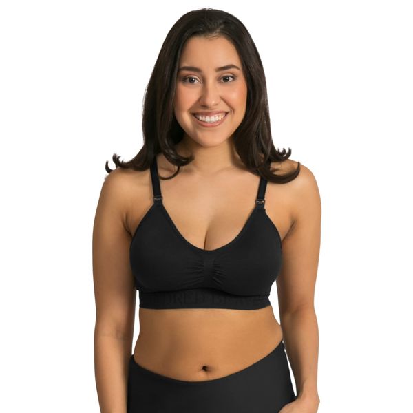 Kindred Bravely Simply Sublime Seamless Nursing Bra for Breastfeeding | Wireless Maternity Bra (Black, Medium)