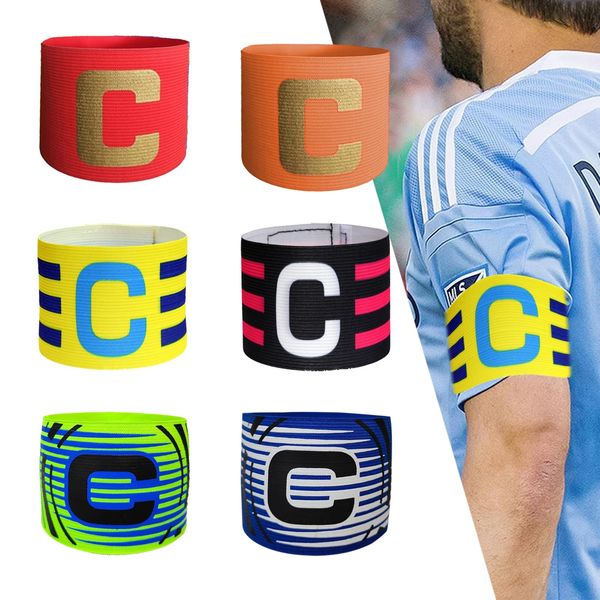 KASESSS 6 Stück Kapitänsbinde, Verstellbare Armbinde des Kapitäns, Elastic Sport Captain Armband Mehrfarbig Spielführerbinde Fussball kapitänsbinde Kinder Junior Erwachsene für Viele Sportarten