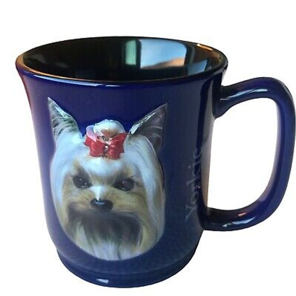 Paw Prints Yorkie Yorkshire Terrier Dog Cobalt Blue 3D Coffee Mug 2005 Pet Lover