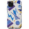 iPhone 11 Pro Max 1980'S GEOMETRIC SQUARE TRIANGLE PATTERN BLUE AND WHITE Case