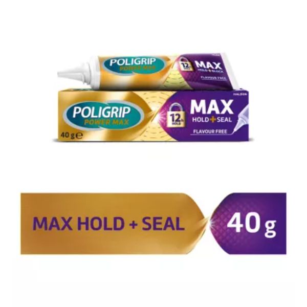 Poligrip Denture Adhesive, Max Hold and Seal Denture Adhesive Cream, 40g