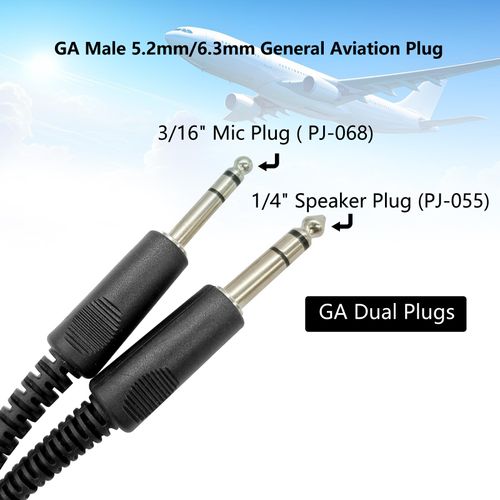 WODASEN Military U-174 Helicopter Headset Plug to GA Dual Plugs General Aviation Headsets Adapter U174/U TP-120 to Twin PJ-068 PJ-055 Fixed-Wing Airplane Connector Pilot Extension Cable Converter Cord