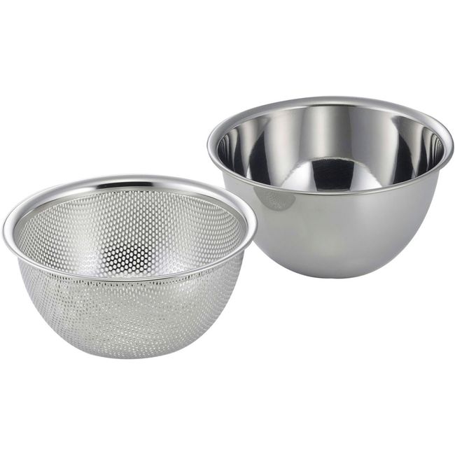 Shimomura Co., Ltd. 43203 Tsubamesanjo Deep and Easy to Use, Bowl & Colander, 7.1 inches (18 cm), Made in Japan, Easy to Mix Colander, Easy to Mix Vegetables, Preparation, Stainless Steel