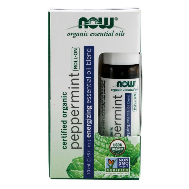 NOW Foods Peppermint Essential Oil Blend, Organic Roll-On, 10 mL (1/3 fl. oz.)