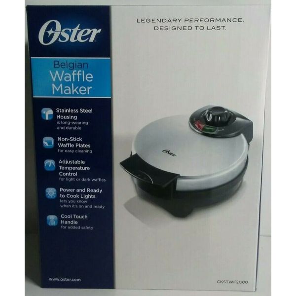 Oster 8" Nonstick Belgian Waffle Maker with Temperature Control,  Chrome