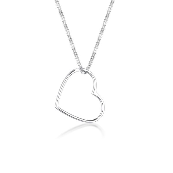 Elli necklace with heart pendant, filigree, love, in 925 sterling silver, Silver, Silver