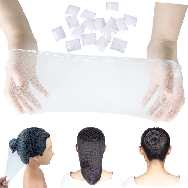 BEAUEXE White Hairnets 30 PCS Invisible Hair Nets Elastic Edge Mesh for Women Bun Ballet Dancer Kitchen Food Serive 22"