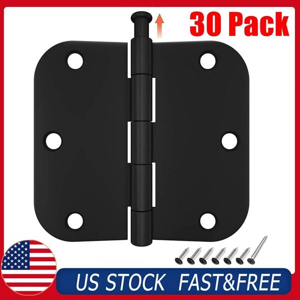 (30) 3.5" Matte Black Interior Door Hinges 3-1/2" with 5/8" Radius ORB Hinge US