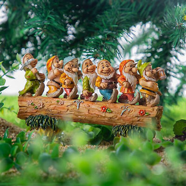 Seven Dwarfs Trees Gnome Ornament Statues Home Garden Yard Sculpture Decoration