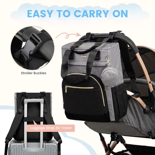 LOVEVOOK Diaper Bag Backpack, Large Capacity Portable Baby Bag with Foldable Diaper Changing Pad, Waterproof Baby Diaper Bags Gift for Mon Dad, Slate Ebony