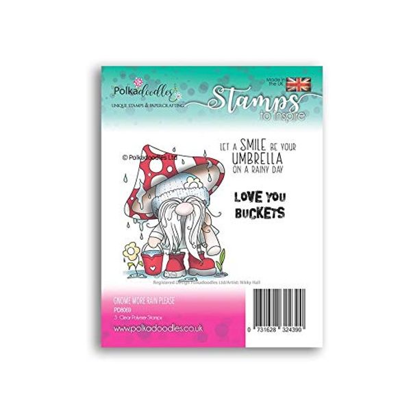 Polkadoodles Gnome More Rain Please Clear Stamps