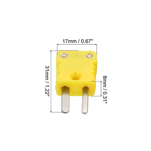 MECCANIXITY Mini K Type Thermocouple Wire Connectors Male Plug Adapter High Temperature 120°C(248°F) for Thermocouple Sensor Probe Yellow 14pcs