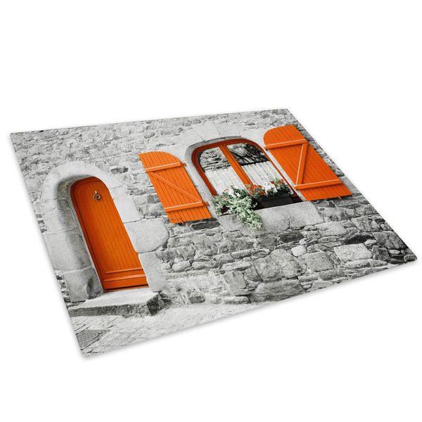 Orange Black White Door Glass Chopping Board Kitchen Worktop Saver Protector