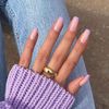Bufenia Press on Nails Short French Tip Nails Oval Fake Nail Tips Glossy False Nails Full Cover Acrylic Nails for Women and Girls(Purple)