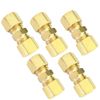 Brass Compression Tube Fitting, Union, 3/16" OD x 3/16" OD, 5pcs
